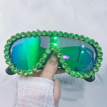 Солнцезащитные очки Y2K Vintage Diamond One Piece, женские Солнцезащитные очки для женщин, Брендовые Дизайнерские Модные Роскошные очки с кристаллами Rhineston Больших оттенков