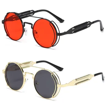 Солнцезащитные очки в стиле панк-стимпанк, ретро, мужские Брендовые дизайнерские круглые очки в стиле панк, изделия в готическом стиле, женские солнцезащитные очки UV400