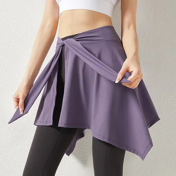 Спортивная юбка для бега, завязывающаяся на талии, поверх женской, прикрывающей бедра юбки для фитнес-танцев, может использоваться как шаль