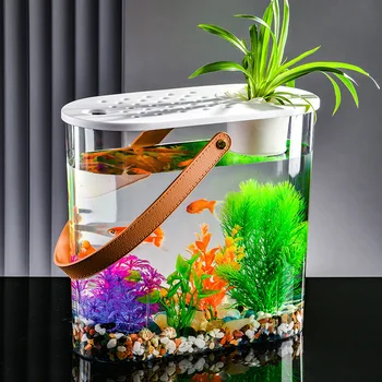 Стартовый набор для аквариума Aquaponic Fish Bowl Betta Аквариум с имитацией водных растений Акриловые Рыбки Домашний Офис