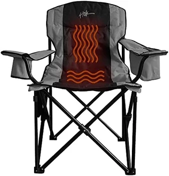 - Стул с подогревом - переносной стул, идеально подходящий для кемпинга на открытом воздухе, занятий спортом, пляжа, лужайки и пикников | Оранжевый и черный | Большое сиденье -