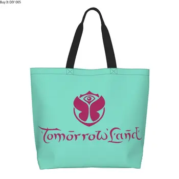 Сумка Tomorrowland для продуктовых магазинов, милая бельгийская электронная танцевальная музыка, холщовые сумки через плечо, сумка большой емкости