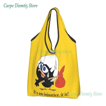 Сумка для покупок Calimero Comic Funny Shopper Tote Сумки через плечо Большой емкости Портативная Милая Сумка с рисунком черного Цыпленка