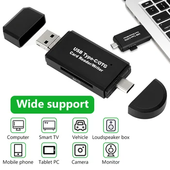 Тип C + USB 2.0 + Micro USB OTG Кард-Ридер Tf /SD Кард-Ридер OTG CardReader АдаптерТаблет Аксессуары Для Мобильных Телефонов