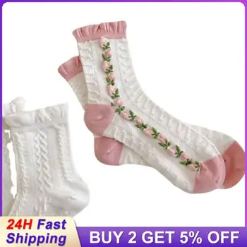 Тонкие женские носки Ins Style, модные розовые носки Mist, Летние носки, обязательные для белых девушек, Тонкие и дышащие носки до середины икры для девочек, носки Jk