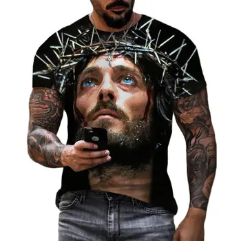 Уличный джемпер Harajuku, футболка с 3D-принтом Иисуса Христа, мужская летняя модная повседневная крутая футболка с короткими рукавами