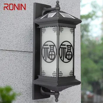 Уличный солнечный настенный светильник RONIN Creativity Black Sconce Lights LED Водонепроницаемый IP65 для дома, виллы, балкона, двора