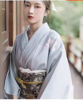 Улучшенное платье для банкета в японском кимоно с сакурой для фотосъемки девушек