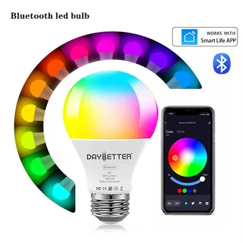Умные Лампочки Беспроводная Связь Bluetooth Smart Bulb Control Dimmable 9W E27 RGB LED Лампа Для Изменения Цвета, Совместимая с IOS/ Android