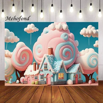 Фон для фотосъемки Mehofond Candy Bar Sweet Candyland Lollipop Girl Birthday Party Cake Smash Decor Photo Background Studio