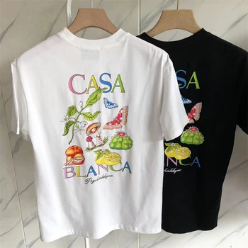 Футболки CASABLANCA Fruit, Mushroom, Butterfly для мужчин и женщин, черно-белая футболка, футболка Внутри бирки gym