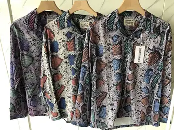 Хип-хоп
 Гавайская рубашка WACKO MARIA со змеиным принтом Для мужчин и женщин, Высококачественные Новые винтажные рубашки с длинными рукавами Kanye West