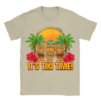 Хлопковая футболка Tiki It's Tiki Time, Забавные Графические Топы, Гавайская Футболка С Буквенным Принтом из Мультфильма, Мужская Женская Высококачественная Летняя Уличная Одежда