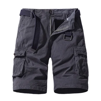Хлопковые мужские шорты-карго с несколькими карманами, военные тактические мужские уличные водонепроницаемые Износостойкие рабочие повседневные короткие брюки