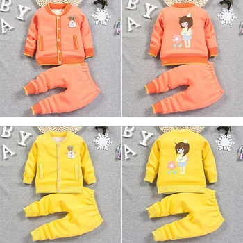 Хлопчатобумажная вязаная куртка с рисунком из мультфильма + брюки, комплекты из 2 предметов, детская одежда для девочек и мальчиков, кардиган, весенне-осенняя одежда для малышей, костюмы