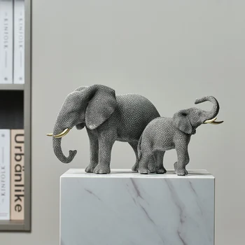 Художественные скульптуры черного Слона из смолы Абстрактное Настольное Живое украшение ощущение дизайна Украшение дома Статуя животного