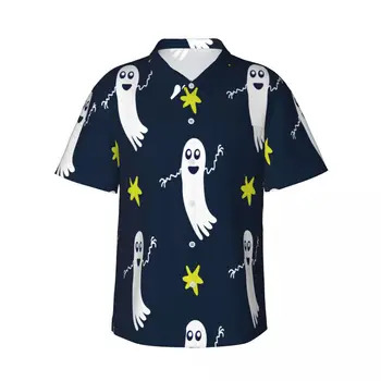 Хэллоуин Призраки 3d Принт Гавайская рубашка Мужская одежда Свободные Дышащие Мужские рубашки Летняя Мужская рубашка Мужская одежда с коротким рукавом