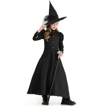 Цена по прейскуранту завода-изготовителя, Черное платье, Классический костюм для девочек, костюм Темной ведьмы, костюмы на Хэллоуин для детей