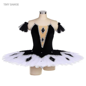 Черно-белые Профессиональные танцевальные костюмы для взрослых девочек, балетная пачка 