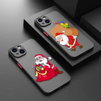 Чехол Для Телефона iPhone 15 14 13 12 11 Pro Max 6 6S 7 8 Plus XS XR X 12 Mini С Твердой Матовой Оболочкой Векторного Санта-Клауса