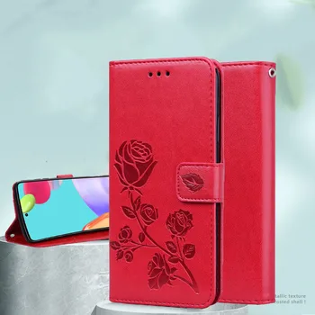 Чехол-книжка для Samsung Galaxy A14 A24 A34 A54 A04 A04E A04S A13 A23 A33 A53 A73 5G Кожаный бумажник с 3D рисунком Розы