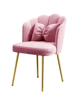Чистый красный стул для макияжа, спальня, девушка, студентка, милые аксессуары, туалетный столик в скандинавском стиле, табурет, стул для ногтей, простая спинка