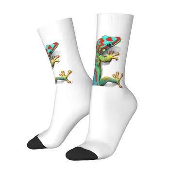 Чулки All Seasons Crew, неоновые носки с гекконом, забавные длинные носки в стиле харадзюку в стиле хип-хоп, аксессуары для мужчин и женщин, подарок на день рождения