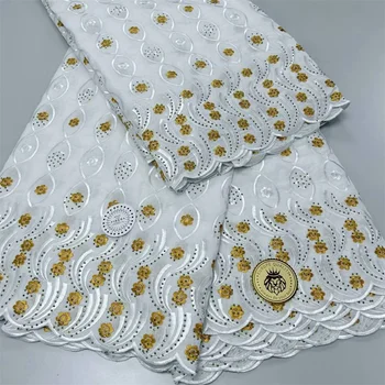Швейцарская вуалевая кружевная ткань, Африканская кружевная ткань, Белое кружево, Женское платье, 5 ярдов