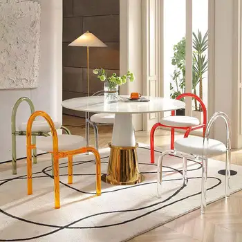 Шестицветный Хрустальный стул для макияжа, Акриловая Мебель, Обеденный стул со спинкой повседневного дизайна, Односпальный диван в гостиной