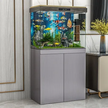 Шкаф для аквариума с рыбками на цельной деревянной основе, напольная полка для гостиной, новый вход