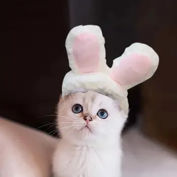Шляпа для домашних животных, косплей, костюм на Хэллоуин, повязка на голову с кроликом для кошек, котенка, маленьких собак