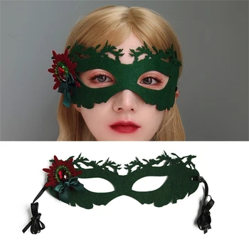 Элегантная зеленая маска на половину лица для рождественских костюмированных вечеринок и показов мод