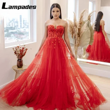 Элегантное красное вечернее платье с V-образным вырезом, изящное вечернее платье трапециевидной формы, украшенное потрясающей цветочной вышивкой, подходящий вариант для выпускного вечера