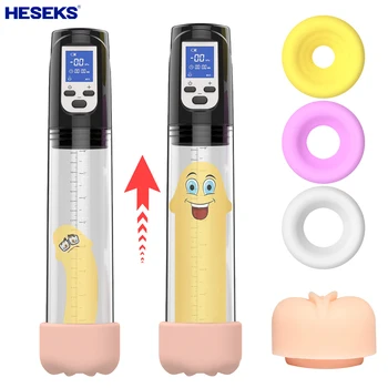 Электрический насос для пениса HESEKS для мужской мастурбации, Расширитель пениса, Вакуумный Массажер для пениса, секс-игрушки для мужчин с задержкой семяизвержения