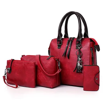Элитный бренд, 4 шт./компл., Женские сумки, женская сумка большой емкости, Женская кожаная сумка, Модные сумки через плечо для женщин, кошелек 2021 года.
