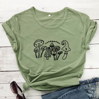 Эстетичная футболка Mushroom Nature, винтажная женская футболка Cottagecore с графическим рисунком