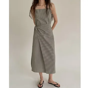 Южная Корея, шикарная французская ниша, нерегулярный дизайн, ремень для похудения, контрастный цвет, полосатый ремень, платье женское