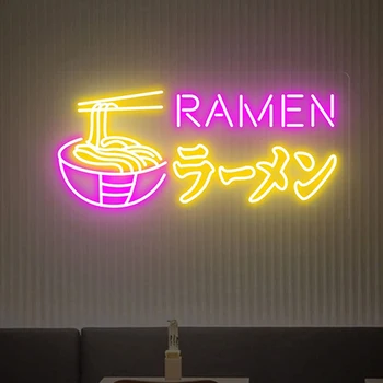 Японская лапша Рамэн, неоновая вывеска, индивидуальный бизнес-логотип, светодиодная неоновая подсветка для ресторана, декор магазина, настенные рисунки, Акриловые неоновые вывески