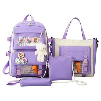 Японская школьная сумка, милые рюкзаки для девочек-подростков, школьный рюкзак для девочек средней школы, набор из 4